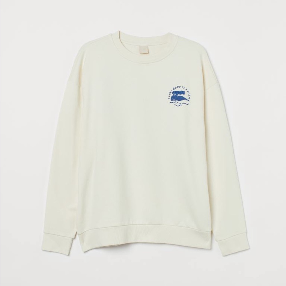 H&M cream sweat set crewneck and shorts